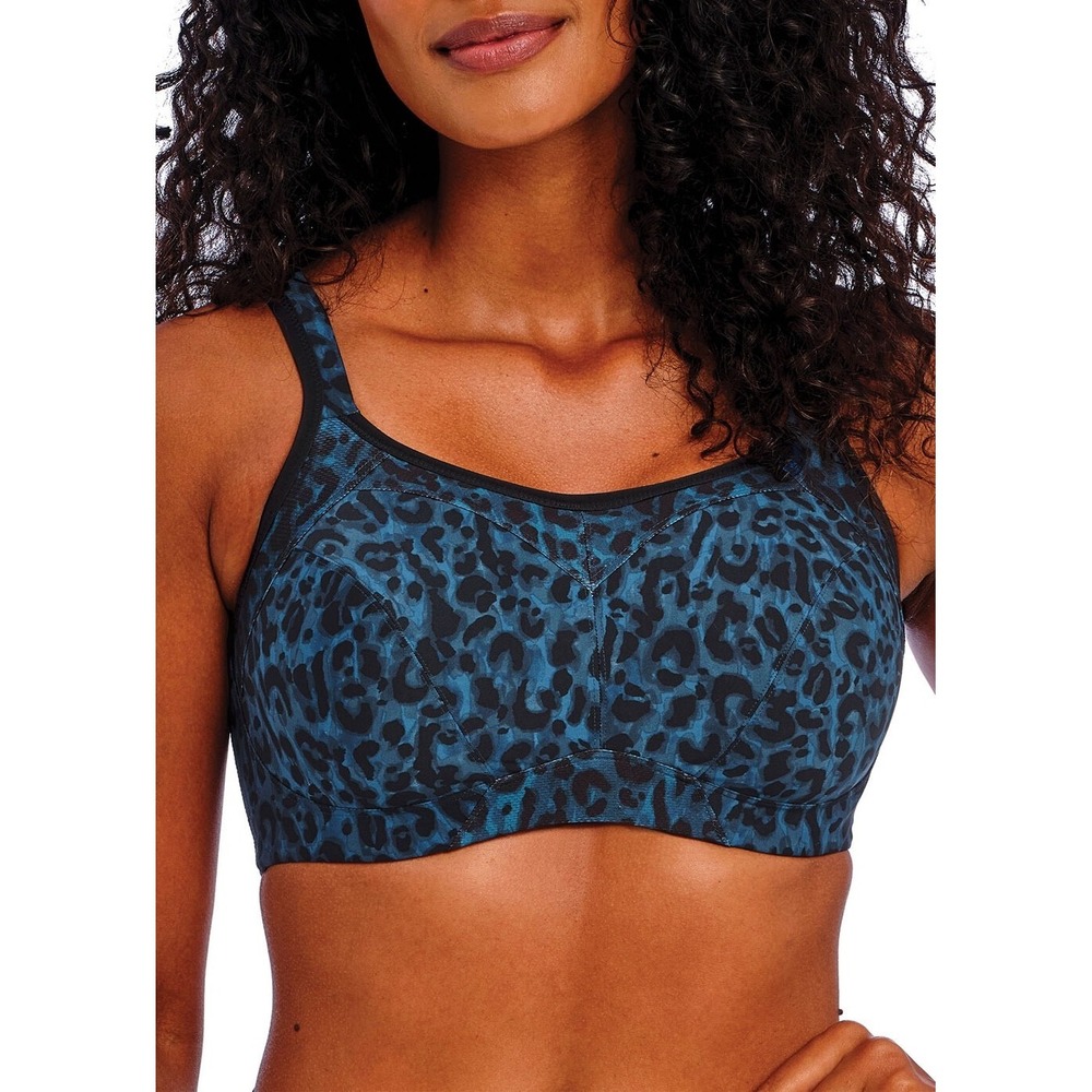 USED $78 Freya [ 36L US] High Octane Midnight Leopard Underwire Sports Bra U1844